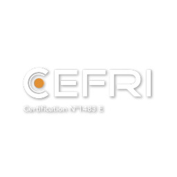 Logo officiel de la certification CEFRI détenue par SNADEC pour les travaux en milieux à risques radiologiques.