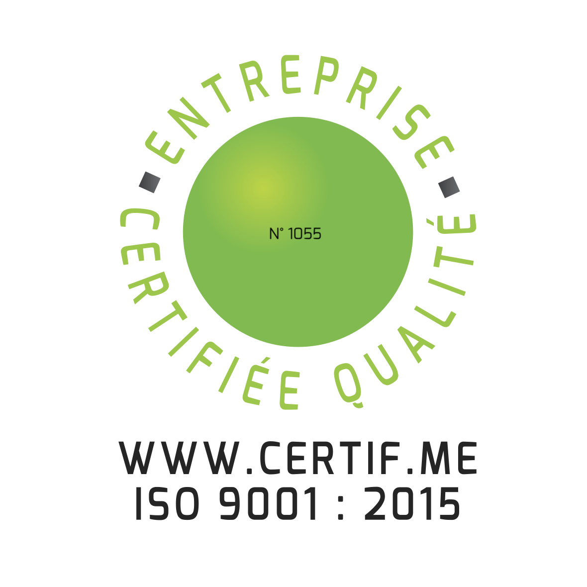 Logo officiel Certification ISO 9001 version 2015 Qualité obtenue par SNADEC